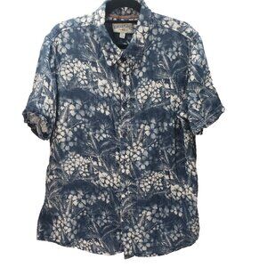 Margaritaville Hawaiian Shirt Men XL Button Up Short Sleeve Cotton Blue White